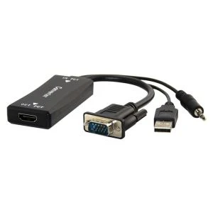 MSLFORCE | VGA Male Biex HDMI Female Adapter Cable Bil 3.5mm USB Audio konvertitur