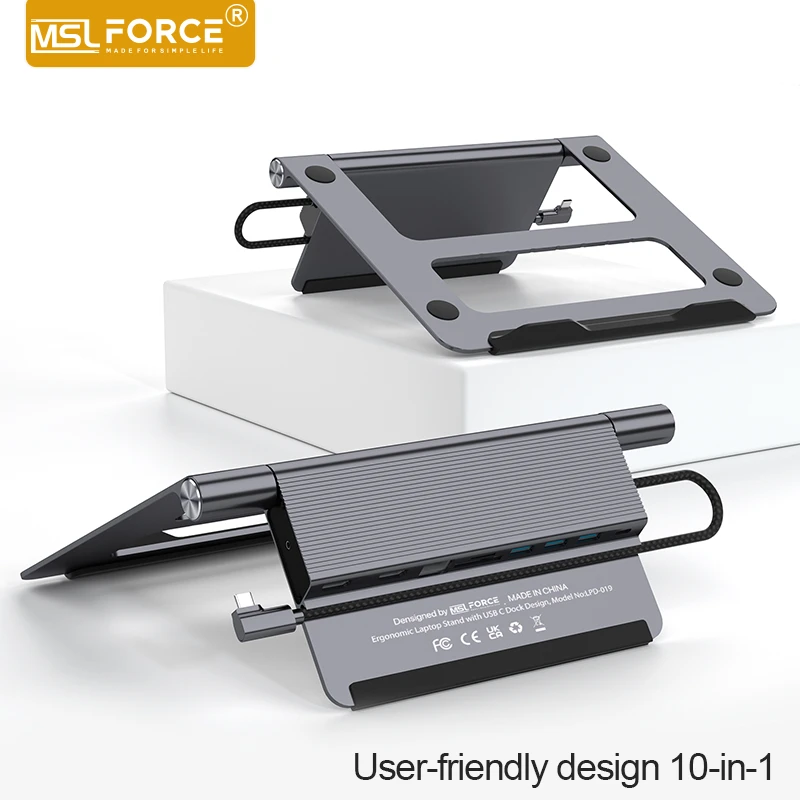 USB-C Docking Station Aluminju Notebook Stand Bil HDMI